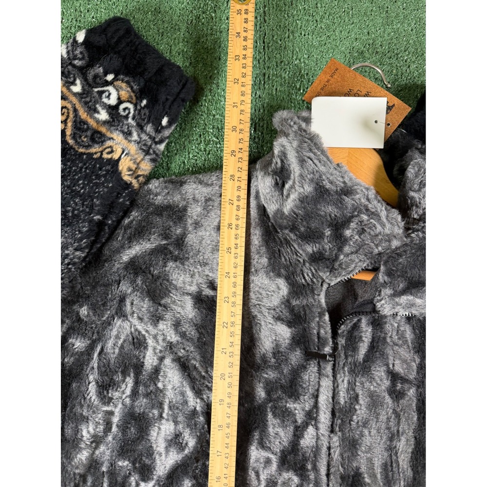 Bear Ridge Outfitters Fleece Jacket Mens XL Gray NEW Horse Graphic Faux Fur Zip - Picture 8 of 8